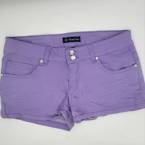 Crystal Vogue Purple Denim Short Shorts Size 9